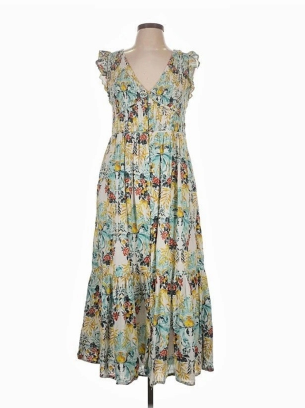 Floral Maxi Dress in Blue & Yellow